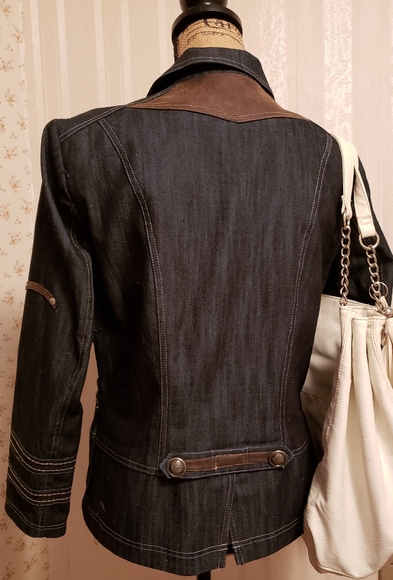 NWT Click Collection navy denim stretch jacket sz8 - Picture 3 of 7